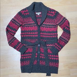 Girls 10-12 pink and gray cardigan sweater